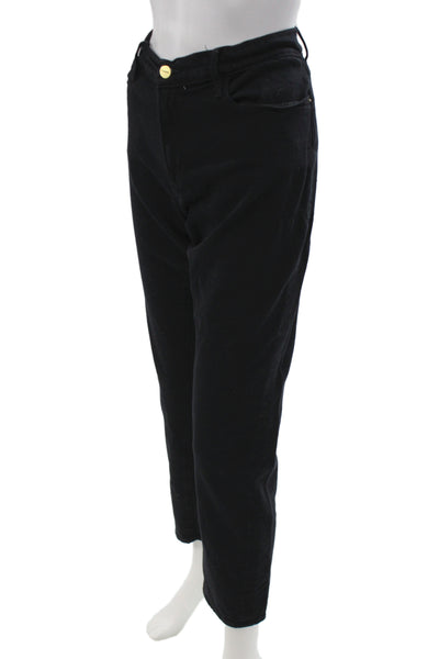 Frame Womens Straight Jeans Black Cotton Button Inseam 26 Size 33