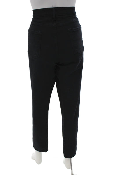 Frame Womens Straight Jeans Black Cotton Button Inseam 26 Size 33
