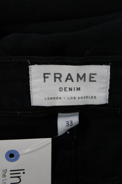 Frame Womens Straight Jeans Black Cotton Button Inseam 26 Size 33