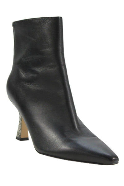 Marc Fisher Womens Leather Embossed Heels Detail Ankle Boots Shoes Black Sz 8M