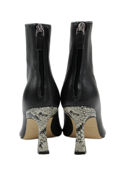 Marc Fisher Womens Leather Embossed Heels Detail Ankle Boots Shoes Black Sz 8M