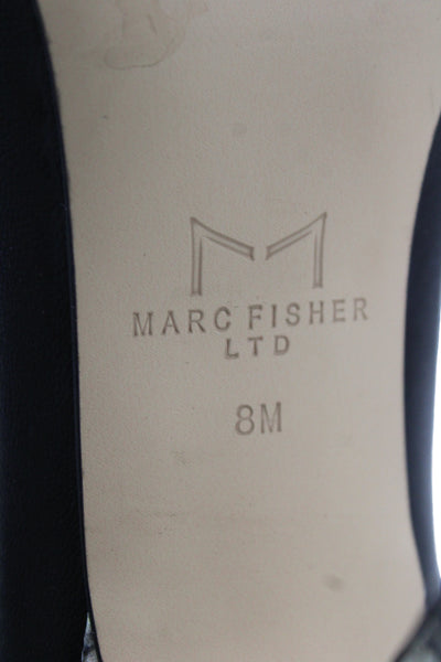 Marc Fisher Womens Leather Embossed Heels Detail Ankle Boots Shoes Black Sz 8M