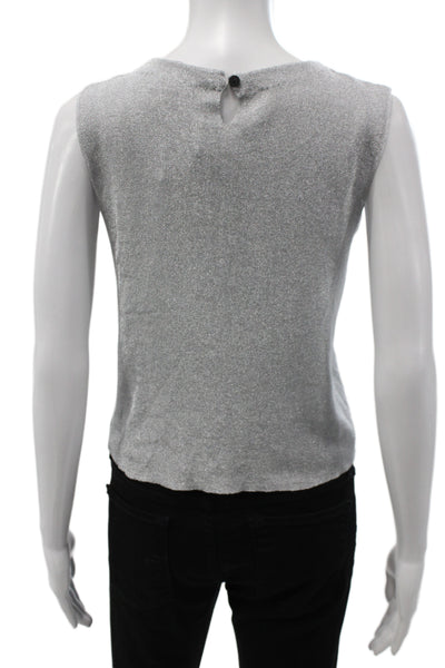 Zara Women Basic Silver Metallic Round Neck Tank Size S