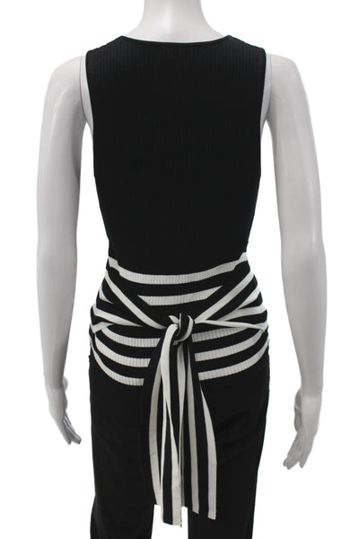 Parker Womens Basic Striped V-Neck Sleeveless Tank Black Rayon Size XS