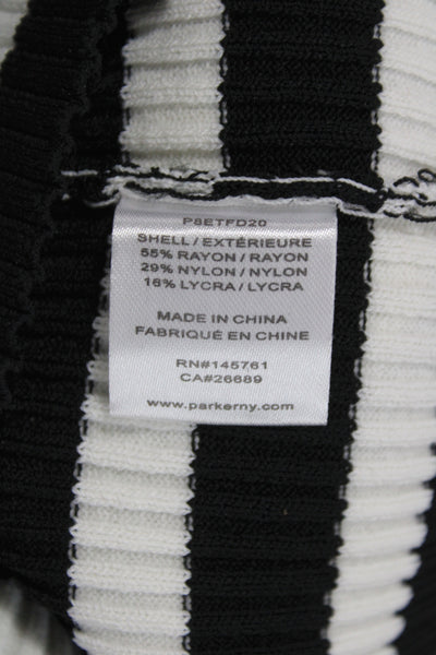 Parker Womens Basic Striped V-Neck Sleeveless Tank Black Rayon Size XS