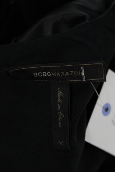 BCBGMAXAZRIA Women Fit & Flare Black Short Sleeve Round Neck Dress Size 2