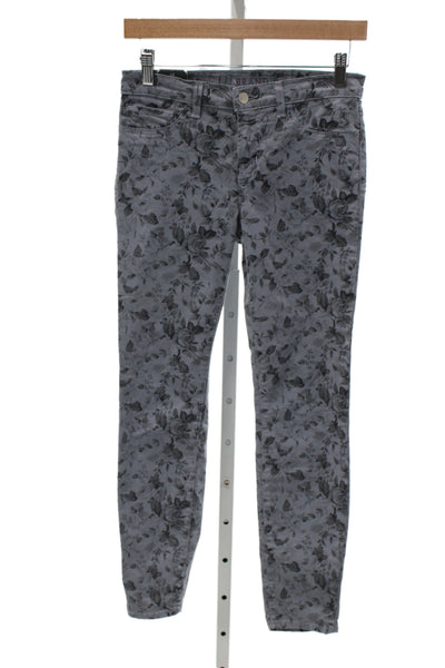 J Brand Womens Skinny Floral Jeans Gray Cotton High Rise Size 26