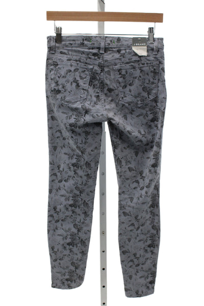 J Brand Womens Skinny Floral Jeans Gray Cotton High Rise Size 26