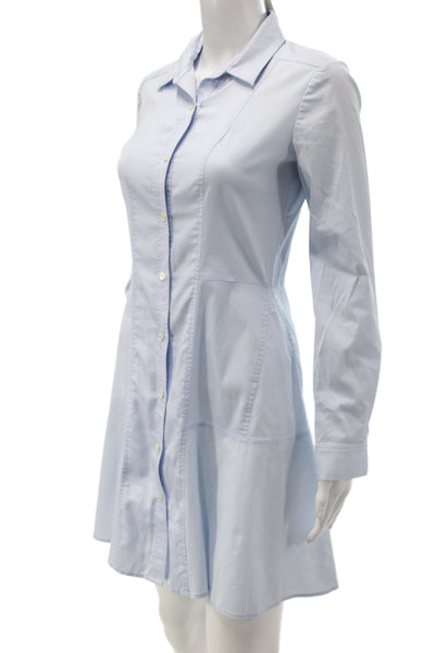 Theory Womens Collared Shirt Dress Blue Button Long Sleeve Short Size 2