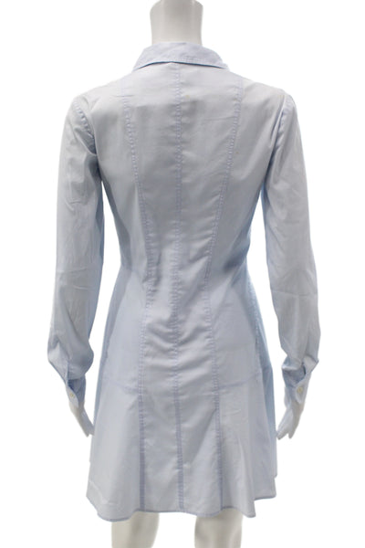 Theory Womens Collared Shirt Dress Blue Button Long Sleeve Short Size 2