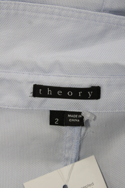 Theory Womens Collared Shirt Dress Blue Button Long Sleeve Short Size 2