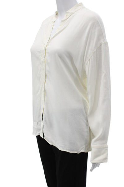 Helmut Lang Women White Collared Long Sleeve Viscose Basic Blouse Size S