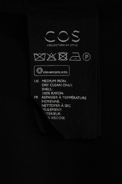 COS Womens Tunic Blouse Black V-Neck 3/4 Sleeve Rayon Size 4