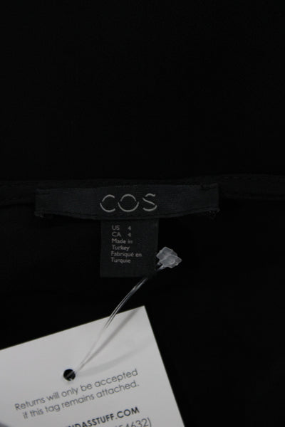 COS Womens Tunic Blouse Black V-Neck 3/4 Sleeve Rayon Size 4