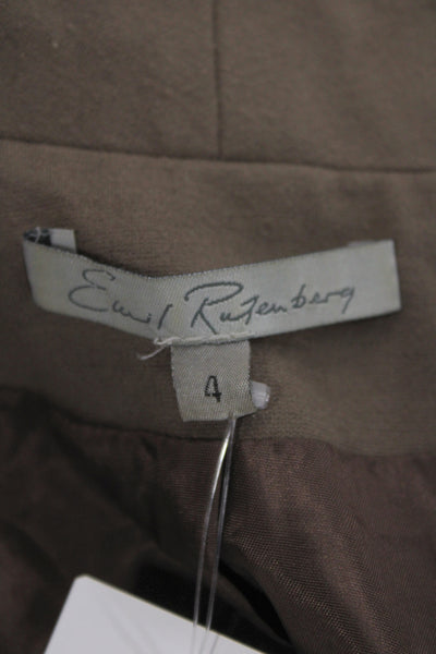 Emil Rutenberg Collection Women Biker Leather Jacket Brown Zip Size 4
