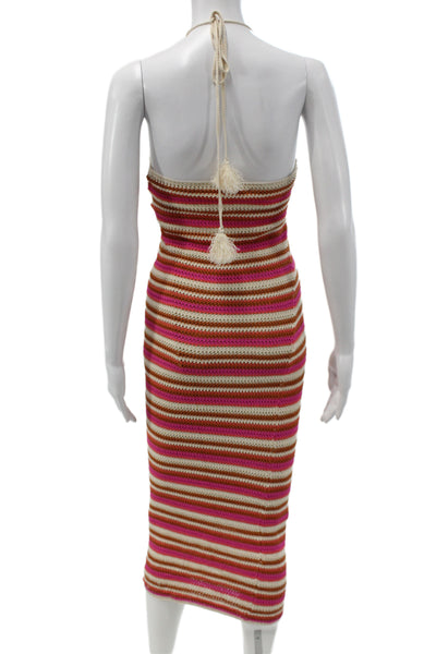 Zara Women Multicolor Bodycon Halter Short Dress Sleeveless Tie Size S