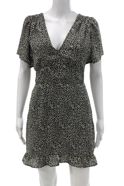 Abercrombie & Fitch Womens Fit & Flare Black Animal Print Dress Size S