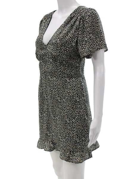 Abercrombie & Fitch Womens Fit & Flare Black Animal Print Dress Size S