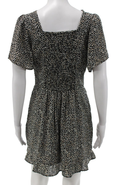 Abercrombie & Fitch Womens Fit & Flare Black Animal Print Dress Size S