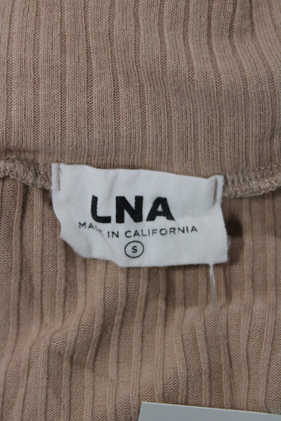LNA Women Cropped V-Neck Long Sleeve Beige Viscose Blouse Size S