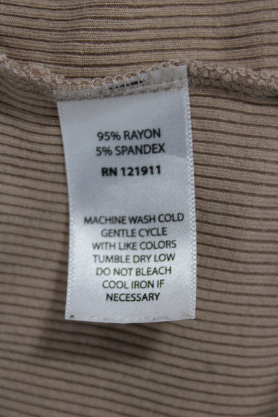 LNA Womens Basic Beige Scoop Neck Short Sleeve T-Shirt Size S