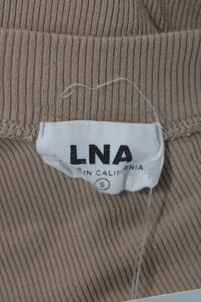 LNA Womens Basic Beige Scoop Neck Short Sleeve T-Shirt Size S