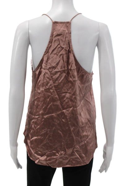 Cami NYC Women Silk Lace V-Neck Spaghetti Strap Camisole Brown Size S