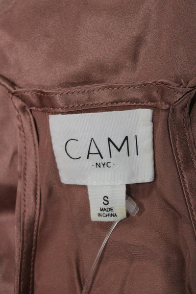 Cami NYC Women Silk Lace V-Neck Spaghetti Strap Camisole Brown Size S