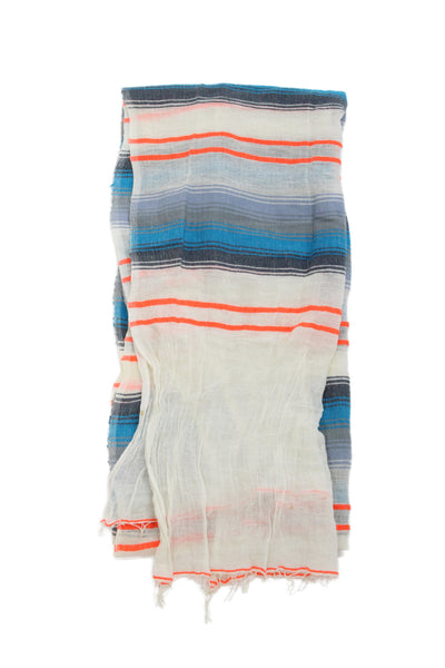Lemlem Womens Cotton Blend Striped Scarf Multicolor 80x36 in.