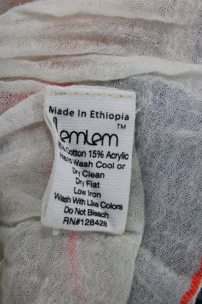 Lemlem Womens Cotton Blend Striped Scarf Multicolor 80x36 in.