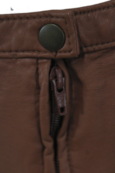 Free People Womens Brown Boho Mini Skirt Button 100% Polyurethane Size 28
