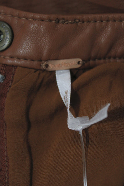 Free People Womens Brown Boho Mini Skirt Button 100% Polyurethane Size 28