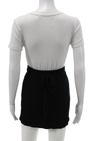 LNA Women Black Mini Skirt Tie Waist Viscose Blend Casual Size S