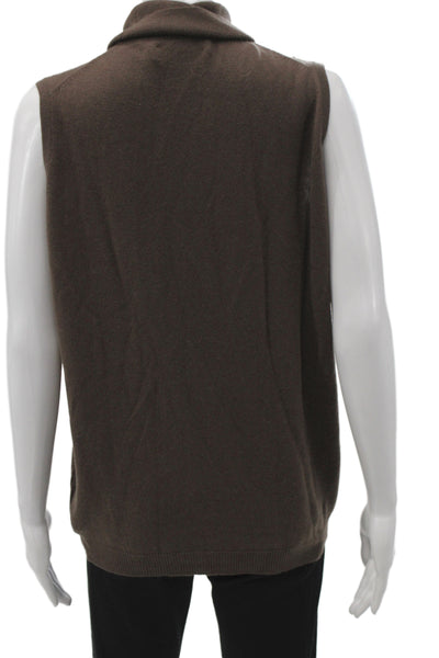 Johnstons Cashmere Women Brown Pullover 100% Cashmere Turtleneck Beaded Size L