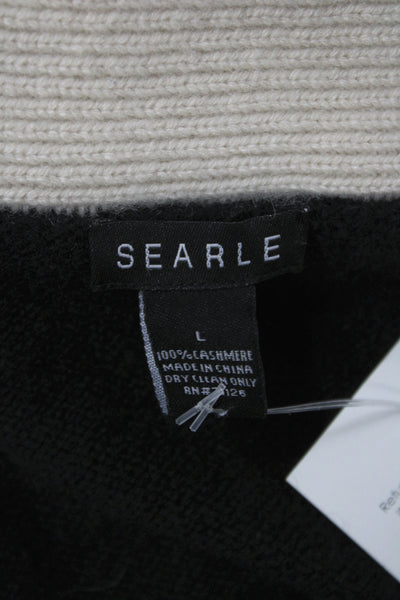 Searle Women Black 100% Cashmere Collared Cardigan Long Sleeve Size L