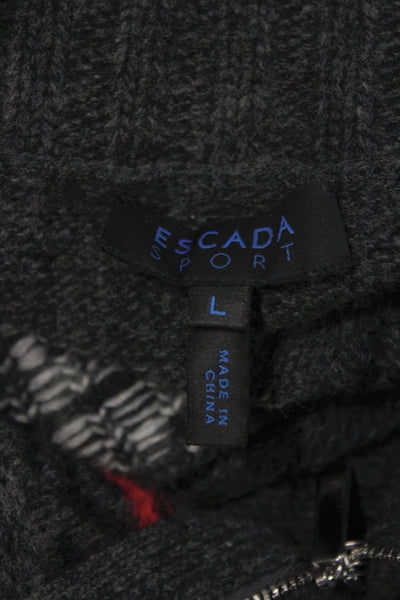 Escada Sport Womens Gray Fair Isle Virgin Wool Cardigan Long Sleeve Size L