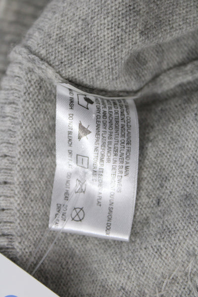 Charlotte Tarantola Women Gray Cashmere Floral Cardigan Long Sleeve Size XL
