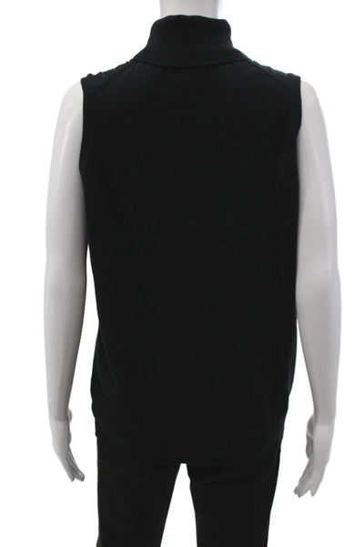 Johnstons Cashmere Womens Black Sleeveless Turtleneck Sweater Vest Size 42