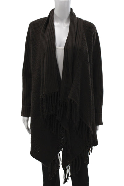 Escada Sport Womens Cashmere Cowl Neck Cardigan Brown Long Sleeve Size L