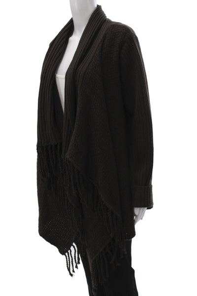 Escada Sport Womens Cashmere Cowl Neck Cardigan Brown Long Sleeve Size L