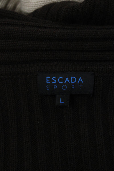 Escada Sport Womens Cashmere Cowl Neck Cardigan Brown Long Sleeve Size L