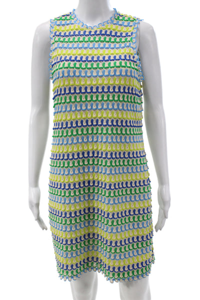 Johnny Was Women Shift Dress Beige Sleeveless Round Neck Short Boho Size S