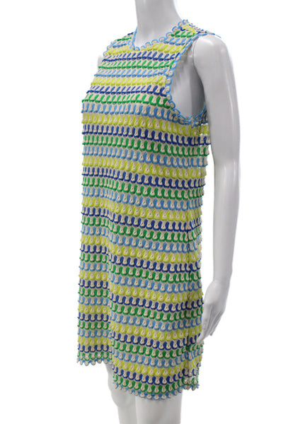 Johnny Was Women Shift Dress Beige Sleeveless Round Neck Short Boho Size S