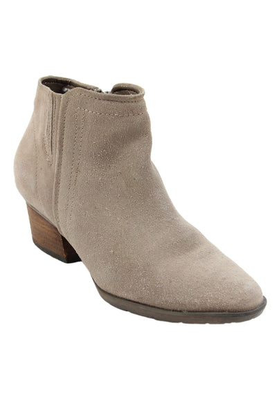 Blondo Womens Side Zip Block Heel Suede Ankle Booties Brown Size 7M