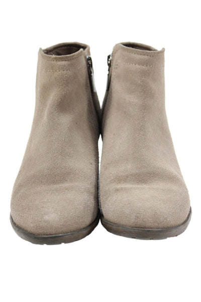 Blondo Womens Side Zip Block Heel Suede Ankle Booties Brown Size 7M
