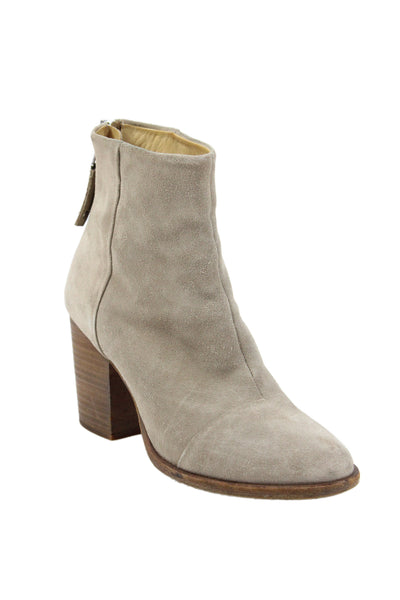 Rag & Bone Womens Back Zip Block Heel Suede Ankle Booties Brown Size 37.5