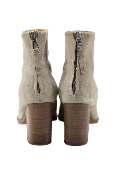 Rag & Bone Womens Back Zip Block Heel Suede Ankle Booties Brown Size 37.5