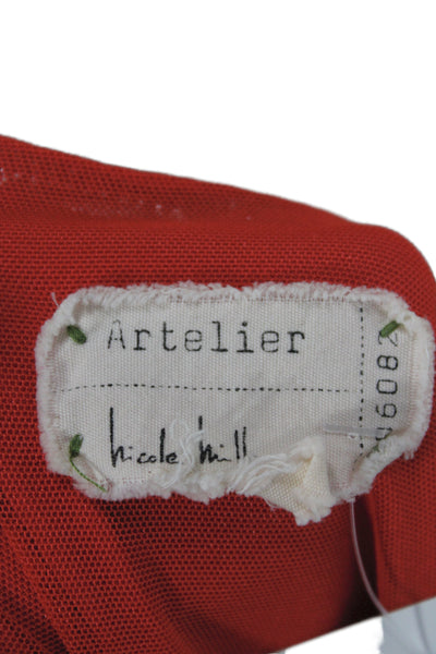 Artelier Nicole Miller Women Bodycon Red V-Neck Knee Dress Size XS