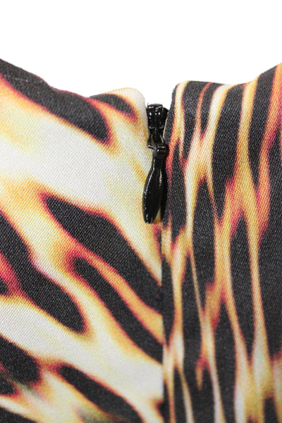 Artelier Nicole Miller Women Sheath Dress Black Animal Print Sleeveless Size 0