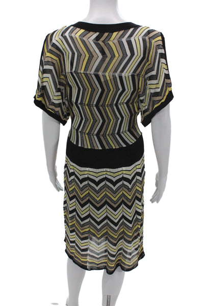 Laundry by Shelli Segal Womens Sweater Dress Black Chevron V-Neck Size XS